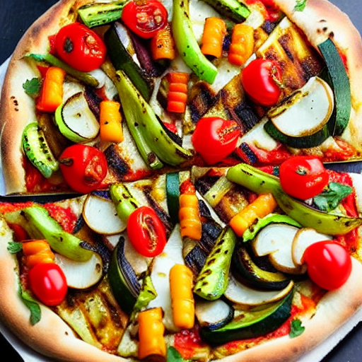 Halal Grilled Vegetable Pizza