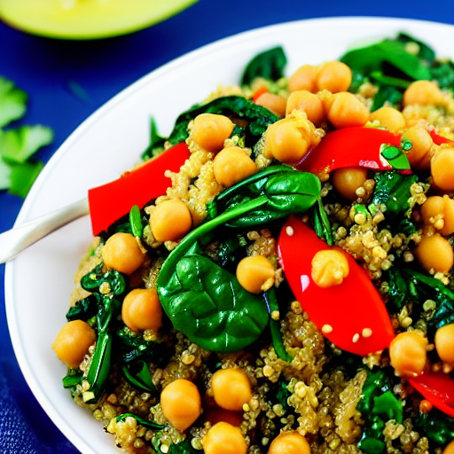 Chickpea and Vegetable Stir-Fry with Quinoa and Spinach