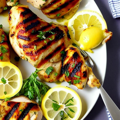 Grilled Chicken with Lemon and Garlic and Herbs