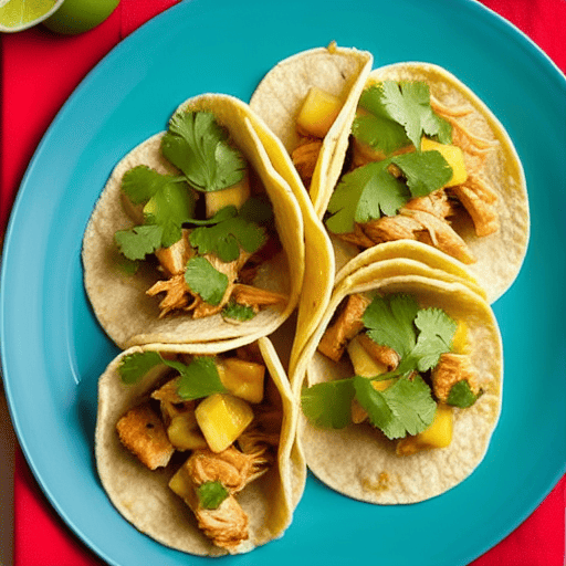 Tacos de Pollo en Salsa de Piña y Cilantro