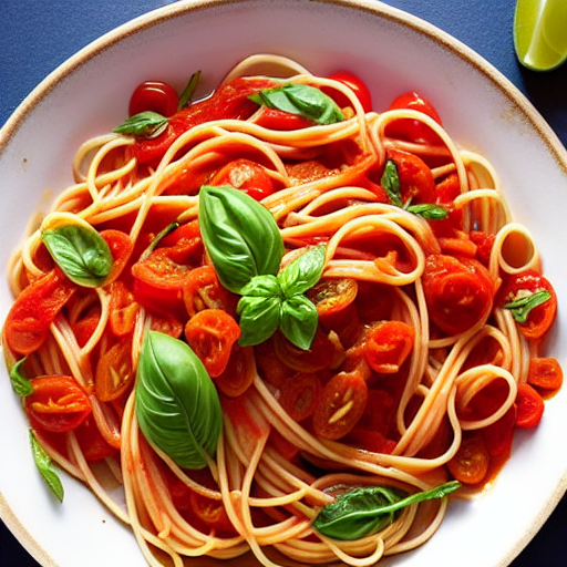 Espaguetis con Tomate y Albahaca