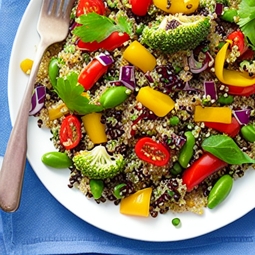 Crispy Vegetable and Quinoa Salad with Lentils