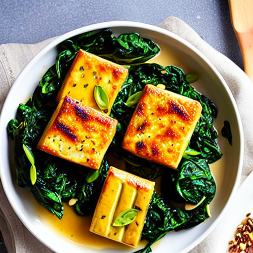 Baked Spinach and Tofu
