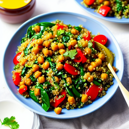 Vegetable and Quinoa Salad with Lentils and Spinach and Chickpeas and Lentils