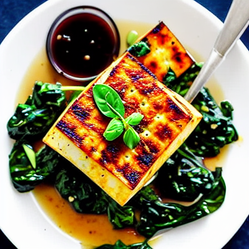 Baked Tofu and Spinach