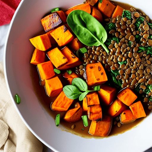 Roasted Sweet Potato and Lentil Bowl with Lentils and Spinach and Chickpeas and Lentils and Spinach and Lentils and Spinach and Lentils and Spinach and Lentils and Spinach and Lentil