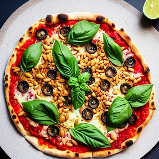 Pizza de Albahaca y Piñones