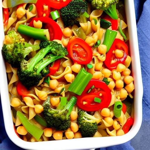 Vegetable and Chickpea Noodle Bake Stir-Fry Casserole Noodle