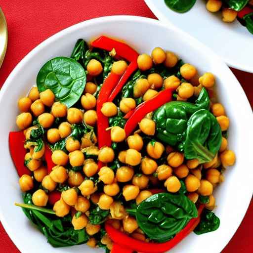 Chickpea and Vegetable Stir-Fry with Spinach