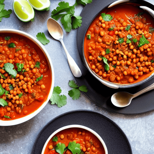 Spicy Lentil and Chickpea Stew with Lentils and Spinach and Chickpeas and Lentils