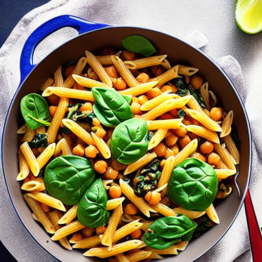 Pasta con Espinacas y Garbanzos