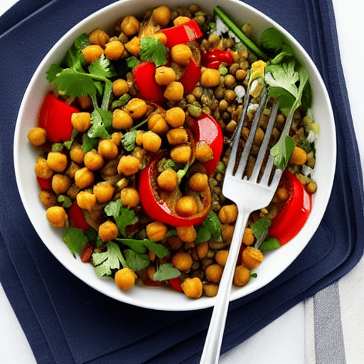 Grilled Vegetable and Lentil Salad with Chickpeas