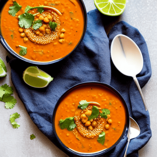 Spicy Lentil and Chickpea Soup with Coconut