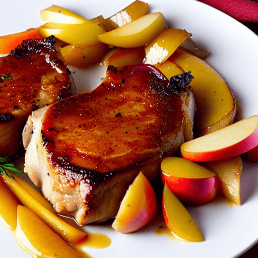 Pork Chops with Apples and Onions and Garlic