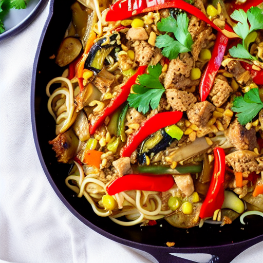 Halal Chicken and Eggplant Bake Stir-Fry Noodle Casserole Noodle