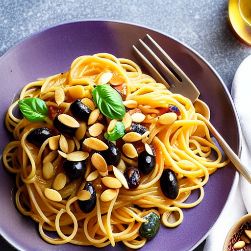 Pasta with Olives and Almonds