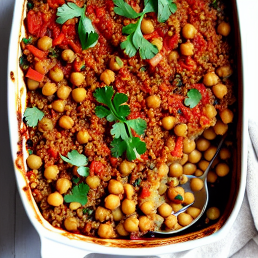 Baked Eggplant and Chickpea Casserole with Lentils and Quinoa and Chickpeas and Rice and Lentils