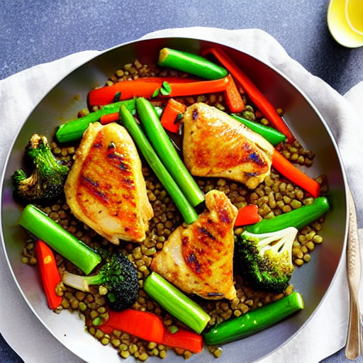 Garlic Butter Chicken and Vegetable Stir-Fry with Lentils