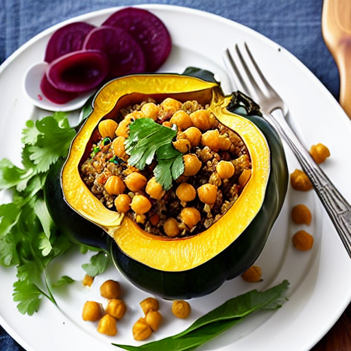 Stuffed Acorn Squash with Rice and Lentils and Chickpeas and Quinoa and Lentils and Chickpeas and Rice