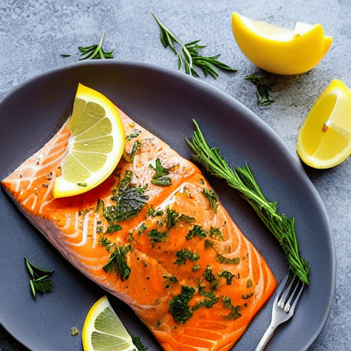 Baked Salmon with Lemon and Garlic and Herbs
