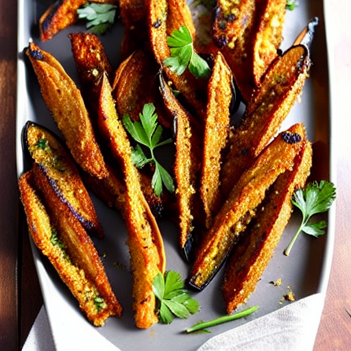 Crispy Baked Eggplant Fries with Spices and Herbs and Spices