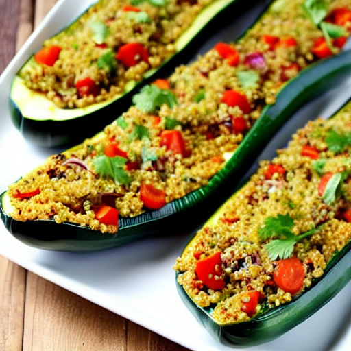 Vegetable and Quinoa Stuffed Zucchini Boats