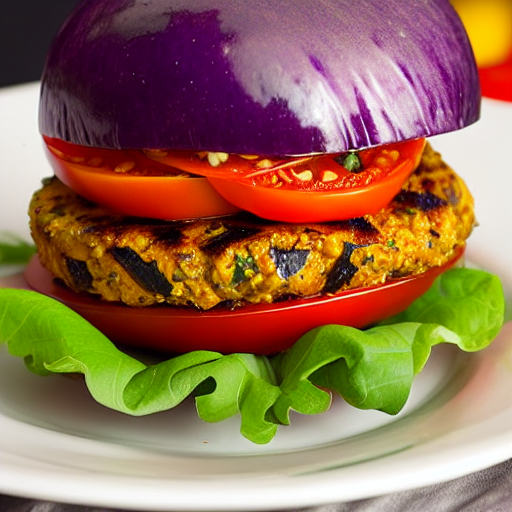 Eggplant and Tomato Burger