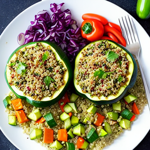 Stuffed Zucchini with Quinoa and Vegetables and Spices