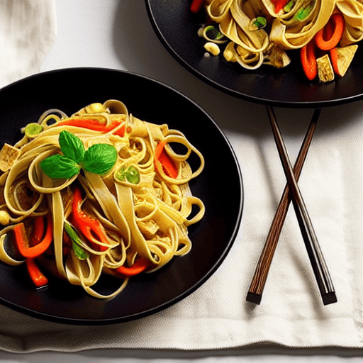 Vegetable and Egg Noodles with Tofu