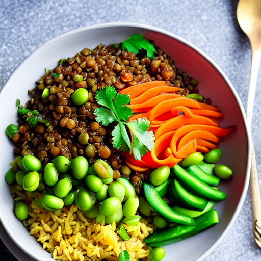Vegetable and Rice Bowl with Lentils