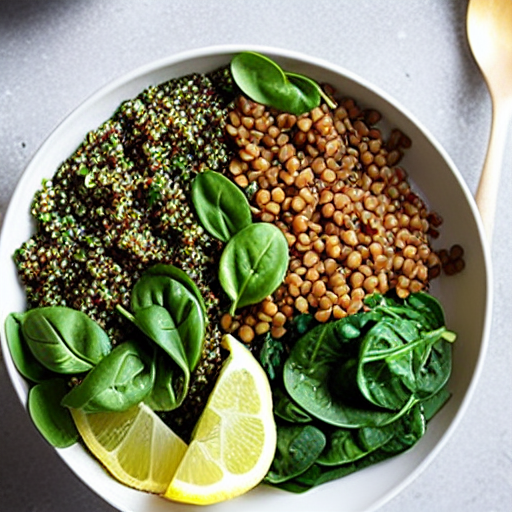 Quinoa and Spinach Bowl with Lentils