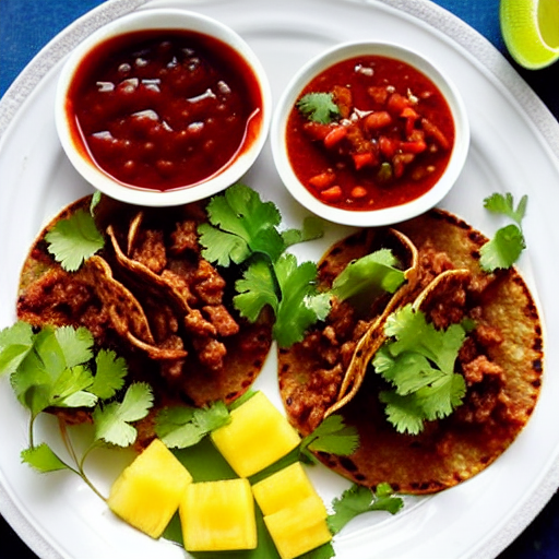 Tacos de Res en Salsa de Tamarindo y Piña y Cilantro