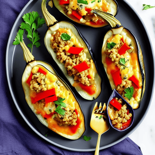 Vegetable and Cheese Stuffed Eggplant