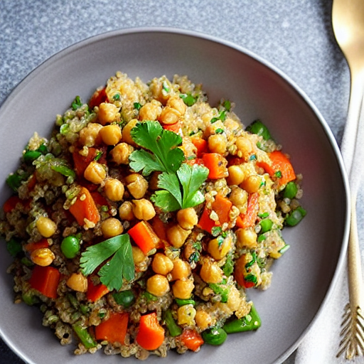 Vegetable and Rice Pilaf with Lentils and Chickpeas and Quinoa and Rice