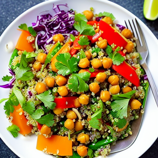 Vegetable and Quinoa Salad with Chickpeas and Dressing