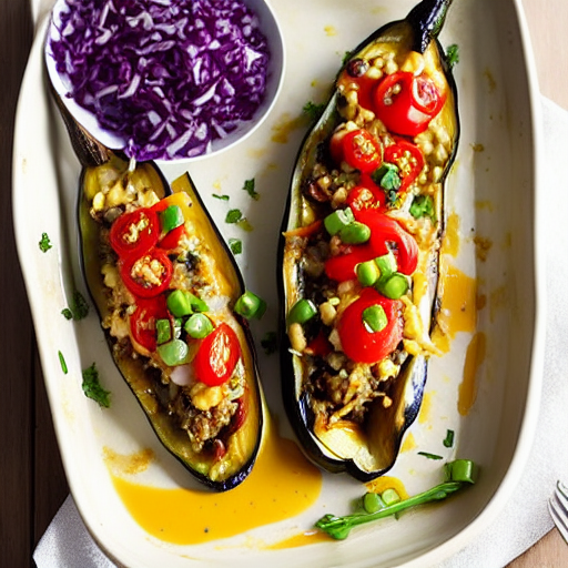 Vegetable and Cheese Stuffed Eggplant Boats