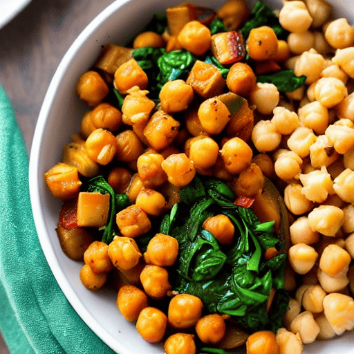 Roasted Vegetable and Chickpea Bowl with Spinach