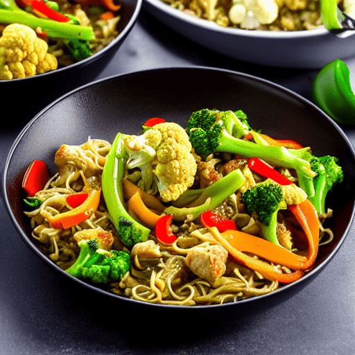 Halal Chicken and Cauliflower Stir-Fry Bake Noodle