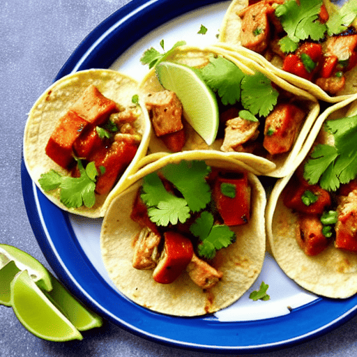 Tacos de Pollo en Salsa de Guayaba y Cilantro y Jengibre