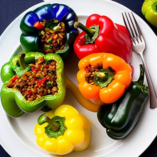 Stuffed Bell Peppers with Lentils and Rice