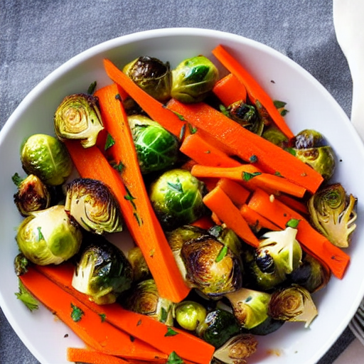 Garlic Herb Roasted Brussels Sprouts and Carrots