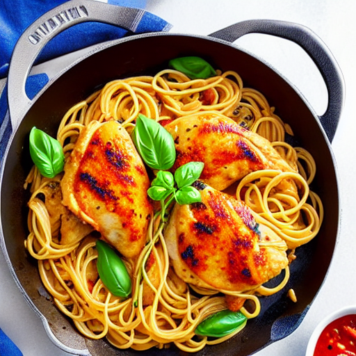 Pasta con Pollo al Ajillo