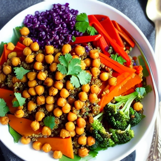 Balsamic Roasted Vegetable and Quinoa Salad with Lentils and Chickpeas