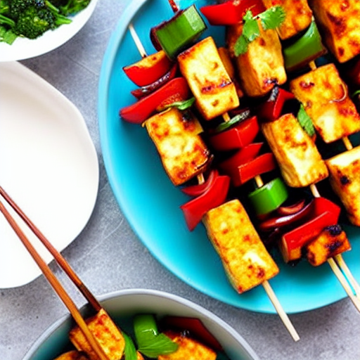 Sweet and Sour Tofu Skewers with Rice