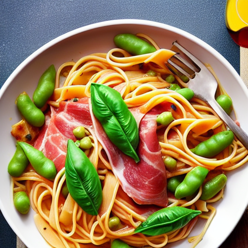 Pasta con Chícharos y Jamón