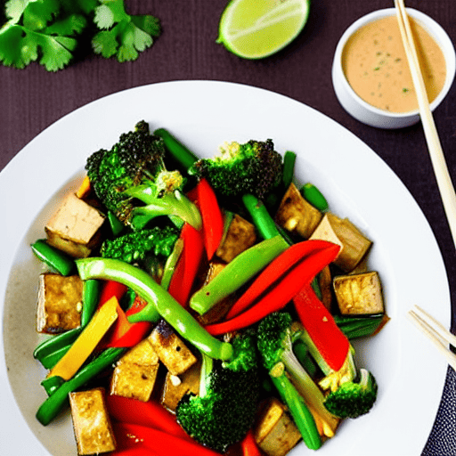 Vegetable and Tofu Stir-Fry with Ginger Sauce