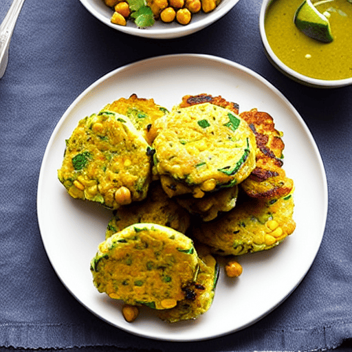 Zucchini and Corn Fritters with Chickpeas