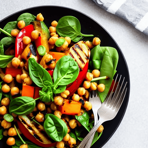 Grilled Vegetable and Chickpea Salad with Lentils and Spinach and Chickpeas and Lentils and Spinach and Lentils and Spinach