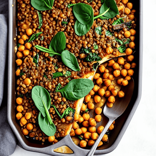 Crispy Baked Eggplant with Lentils and Spinach and Chickpeas and Lentils and Spinach and Lentils and Spinach and Lentils