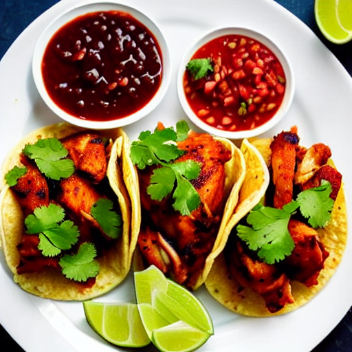 Tacos de Pollo en Salsa de Guayaba y Cilantro